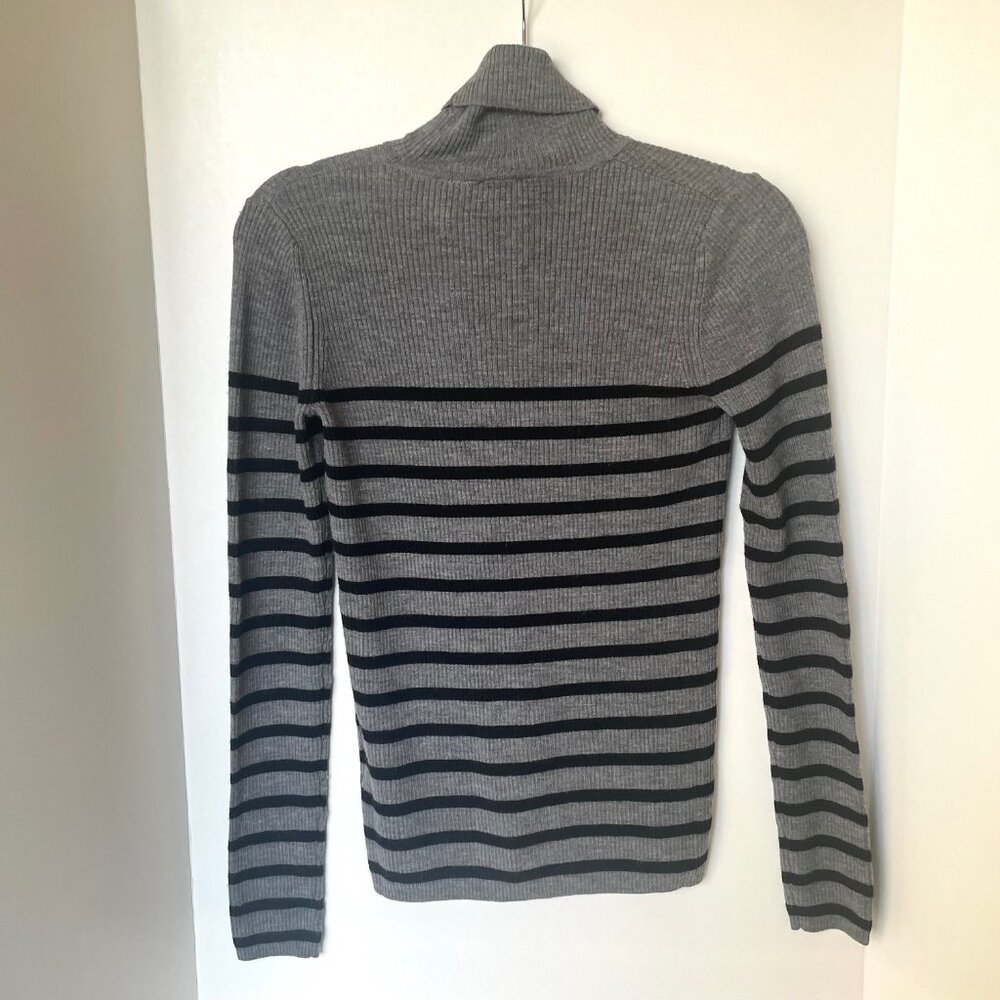 Birgitte Herskind Bob Gray Striped Merino Wool Turtleneck Sweater Sz Small - Picture 3 of 7